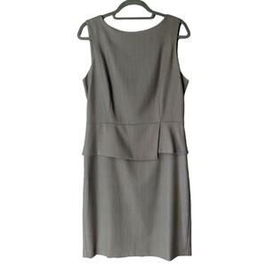 Ann Taylor Women's Taupe Tan Peplum Plaid Dress size 10